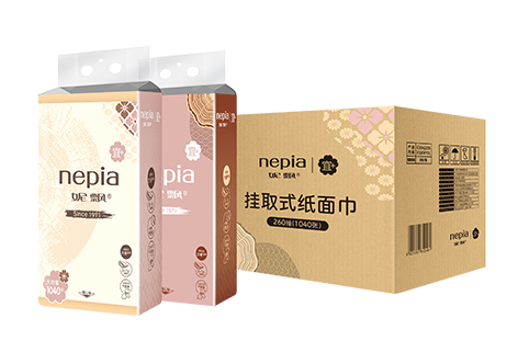 妮飘挂取式纸面巾260抽*8（宜+年轮）